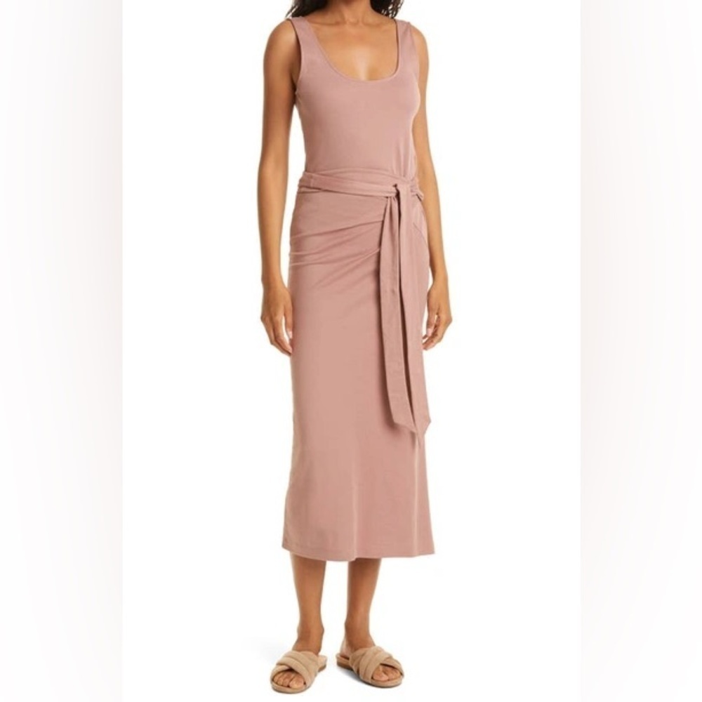 Vince Pima Cotton Sleeveless Dress Midi Rose Women’s Size Medium Business Casual